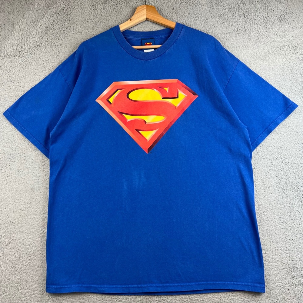 Vintage Superman DC Comics Graphic T-Shirt Blue XL Mens Short Sleeve Tee